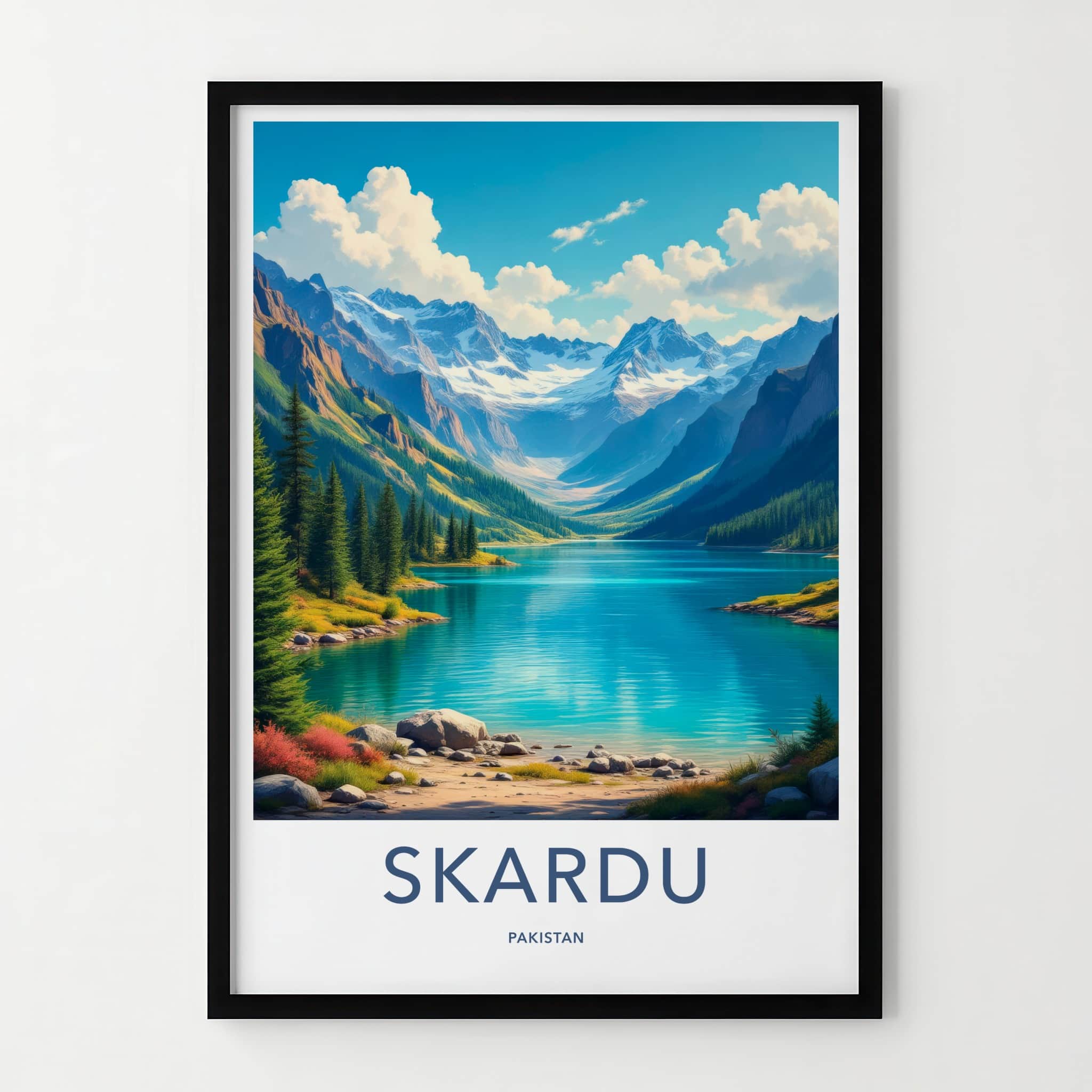Skardu Poster - Pakistan Travel Art - Mountain Lake View Home Decor