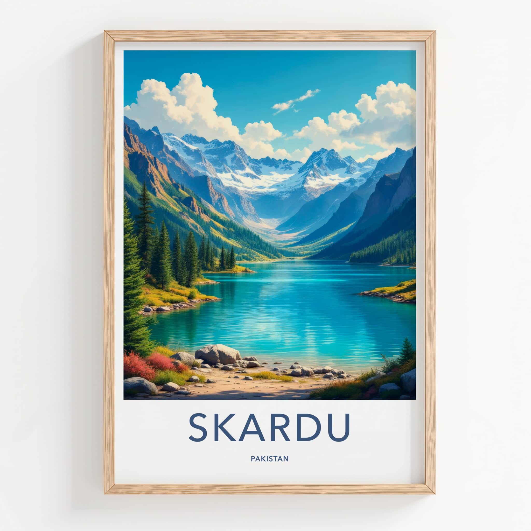 Skardu Poster - Pakistan Travel Art - Mountain Lake View Home Decor
