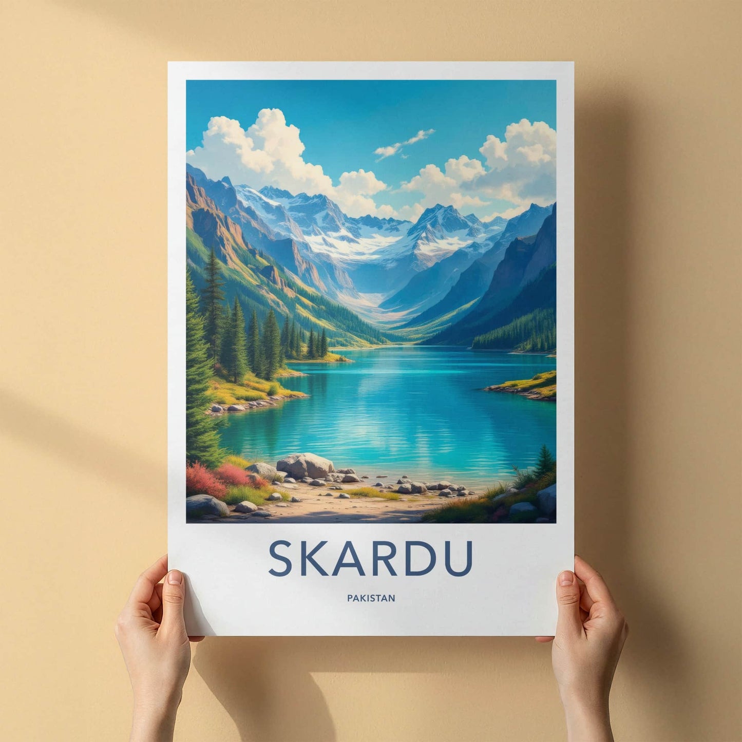 Skardu Poster - Pakistan Travel Art - Mountain Lake View Home Decor
