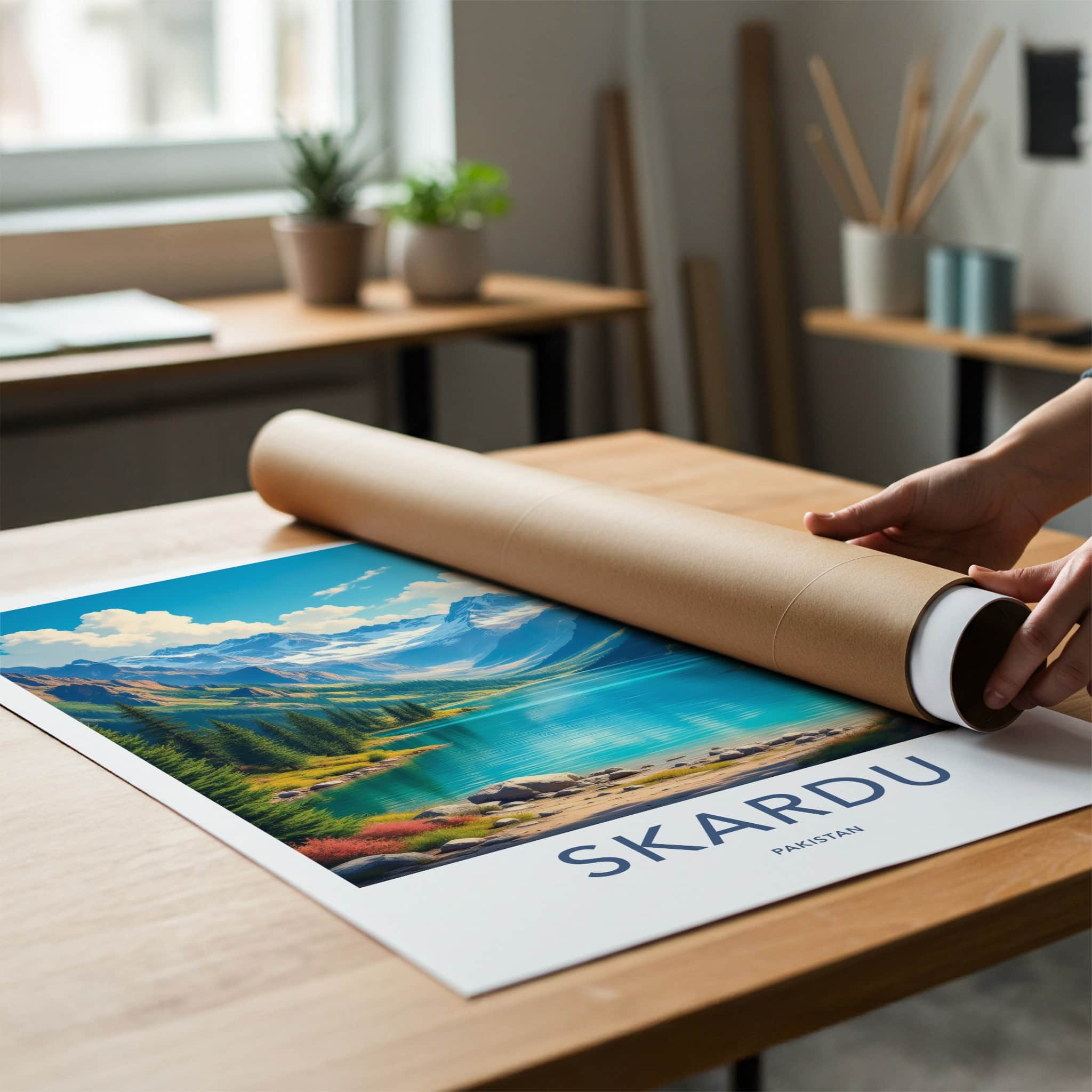 Skardu Poster - Pakistan Travel Art - Mountain Lake View Home Decor