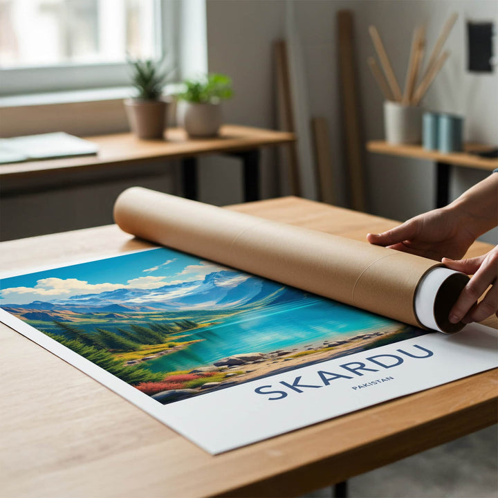 Skardu Poster - Pakistan Travel Art - Mountain Lake View Home Decor