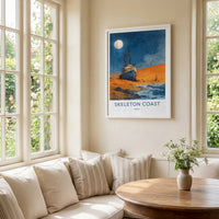 Skeleton Coast Poster - Africa Travel Print - Full Moon Shipwreck Gallery Art