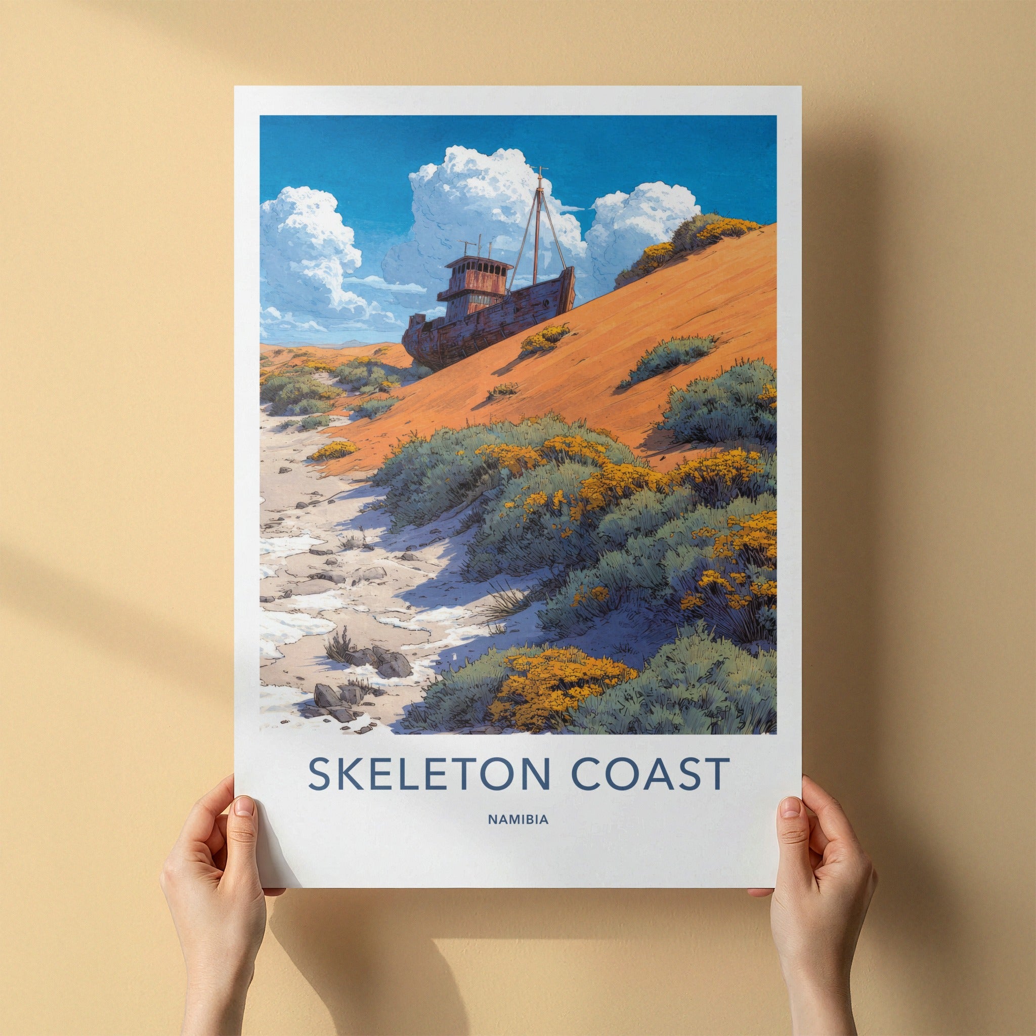 Skeleton Coast Poster - Namibia Fine Art - Shipwrecked Desert Dunes Home Decor