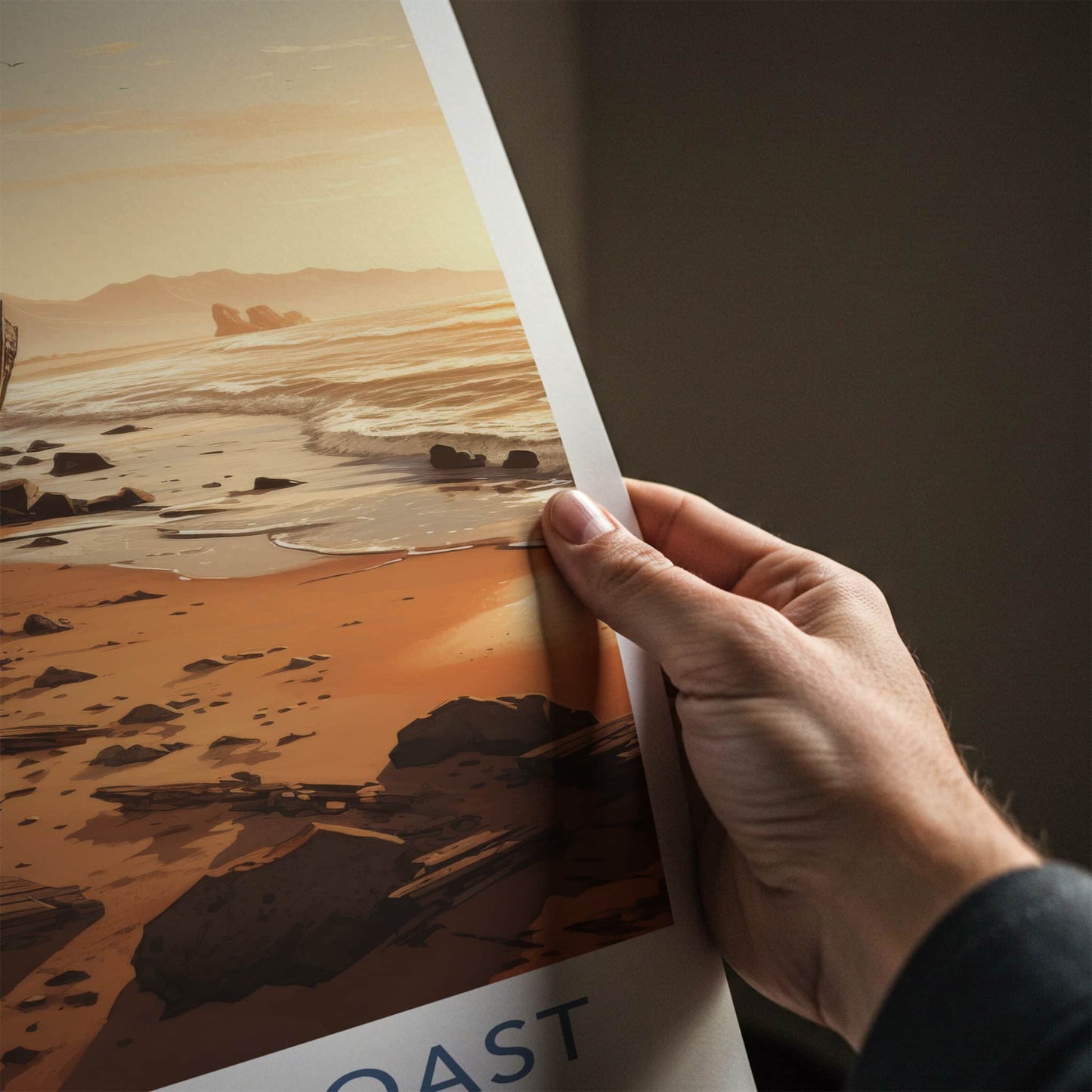 Skeleton Coast Poster - Namibia Travel Art - Beached Boat Rocks Home Decor
