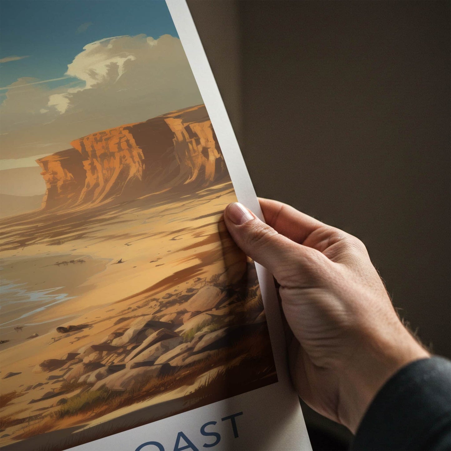 Skeleton Coast Poster - Namibia Travel Art - Desert Coastal Elephants Home Decor
