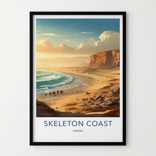Skeleton Coast Poster - Namibia Travel Art - Desert Coastal Elephants Home Decor