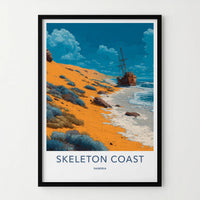 Skeleton Coast Poster - Namibia Travel Art - Rusty Ship Desert Home Decor