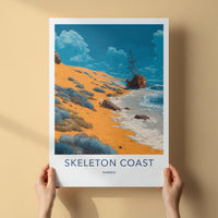Skeleton Coast Poster - Namibia Travel Art - Rusty Ship Desert Home Decor