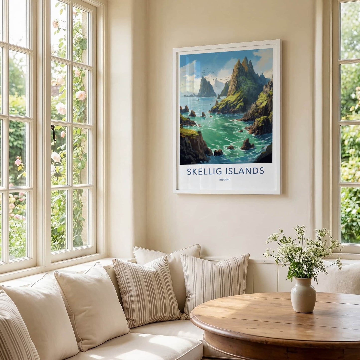 Skellig Islands Poster - Ireland Travel Art - Rugged Cliffs Seascape Home Decor