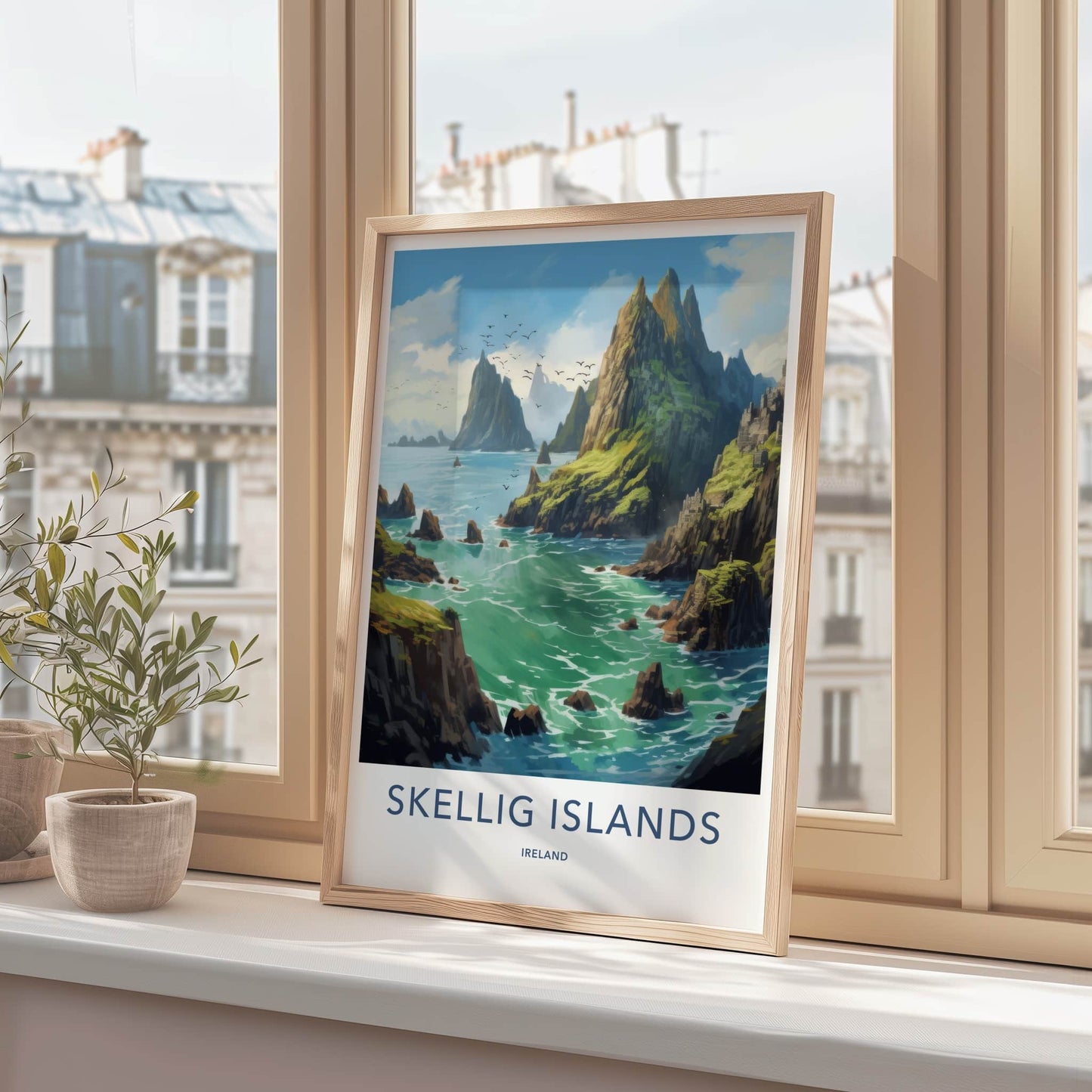 Skellig Islands Poster - Ireland Travel Art - Rugged Cliffs Seascape Home Decor