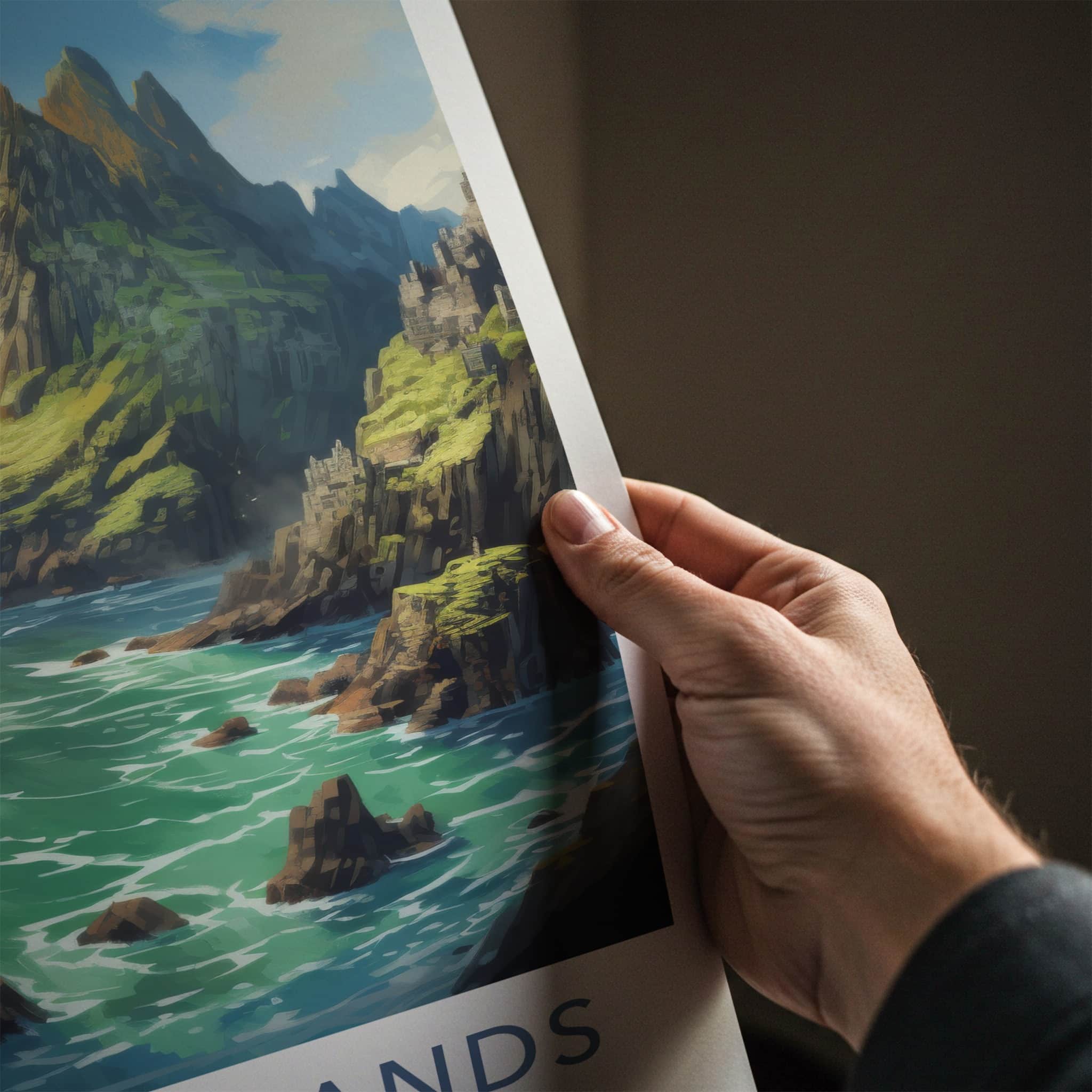 Skellig Islands Poster - Ireland Travel Art - Rugged Cliffs Seascape Home Decor