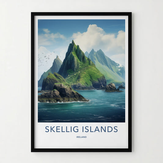 Skellig Islands Poster - Ireland Travel Art - Rugged Island Peaks Home Decor