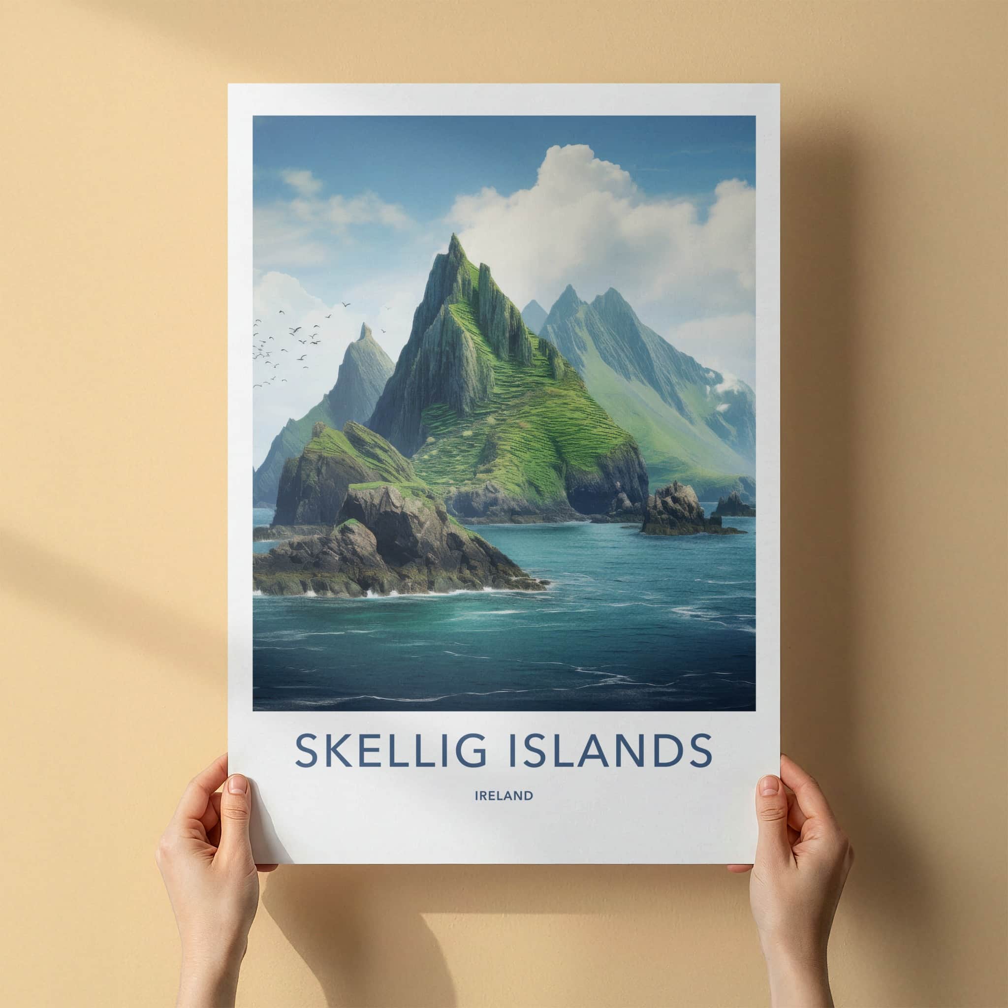 Skellig Islands Poster - Ireland Travel Art - Rugged Island Peaks Home Decor