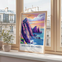 Skellig Michael Poster - Ireland Travel Art - Vibrant Ocean Landscape Wall Decor