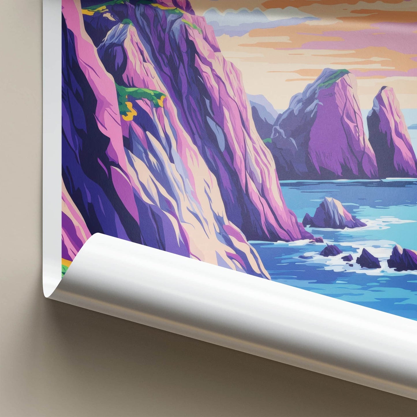 Skellig Michael Poster - Ireland Travel Art - Vibrant Ocean Landscape Wall Decor