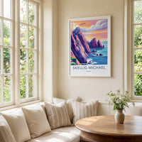 Skellig Michael Poster - Ireland Travel Art - Vibrant Ocean Landscape Wall Decor