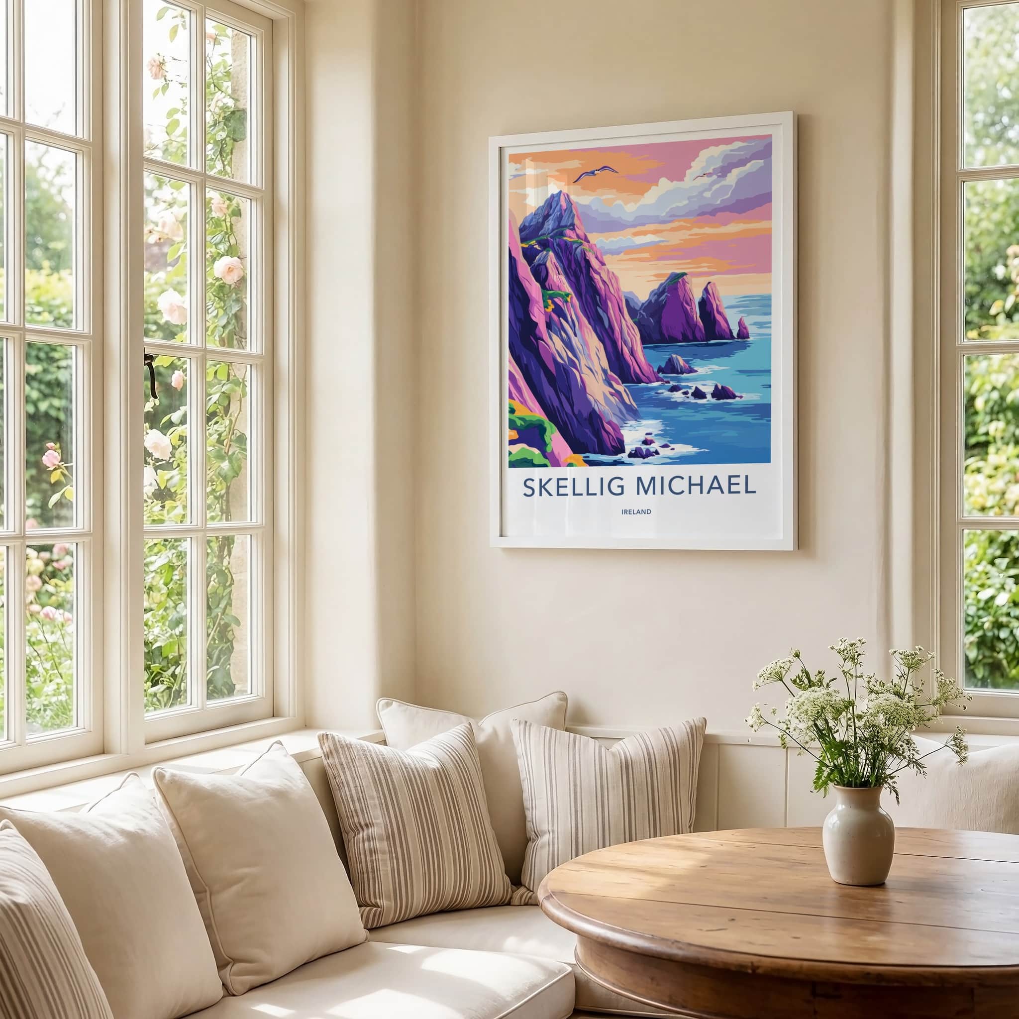 Skellig Michael Poster - Ireland Travel Art - Vibrant Ocean Landscape Wall Decor