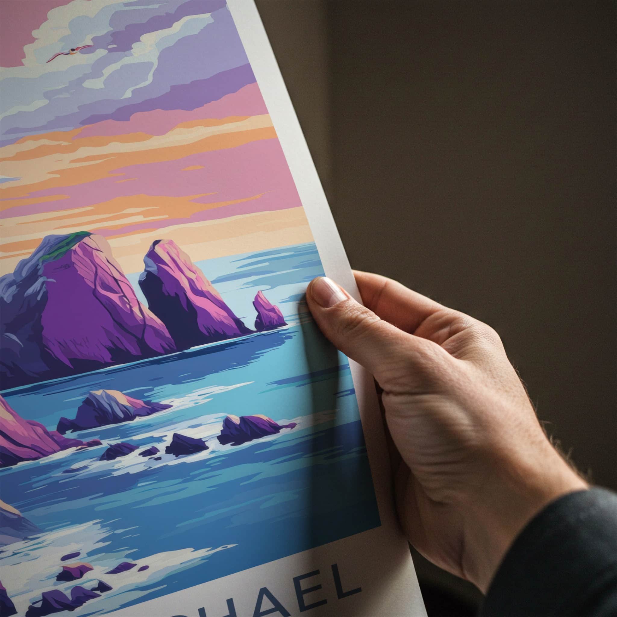 Skellig Michael Poster - Ireland Travel Art - Vibrant Ocean Landscape Wall Decor