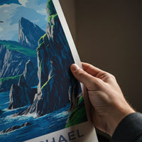 Skellig Michael Poster - Ireland Wall Art - Coastal Cliffs Wildlife Home Decor