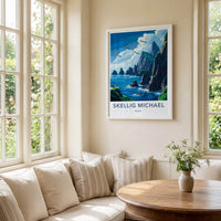 Skellig Michael Poster - Ireland Wall Art - Coastal Cliffs Wildlife Home Decor