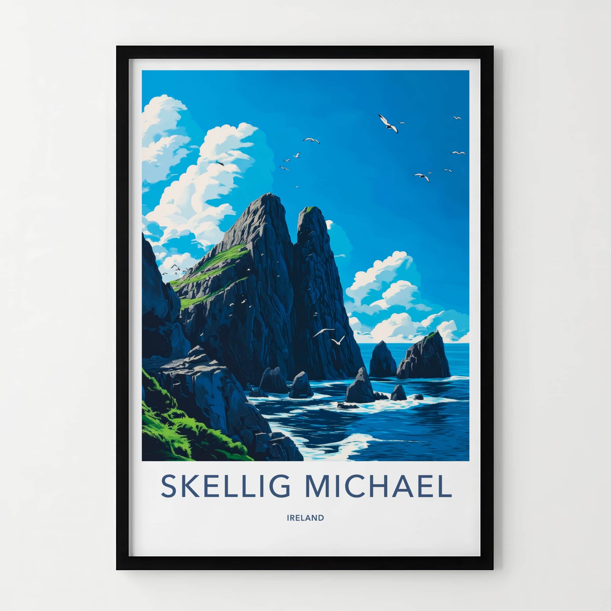 Skellig Michael Poster - Ireland Wall Art - Dramatic Coastal Cliffs Home Decor