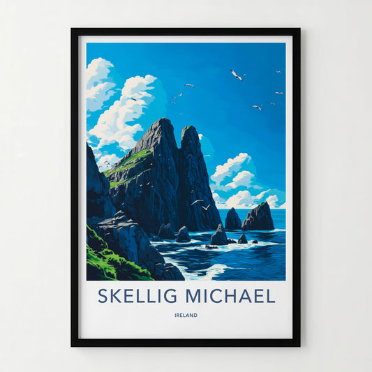 Skellig Michael Poster - Ireland Wall Art - Dramatic Coastal Cliffs Home Decor
