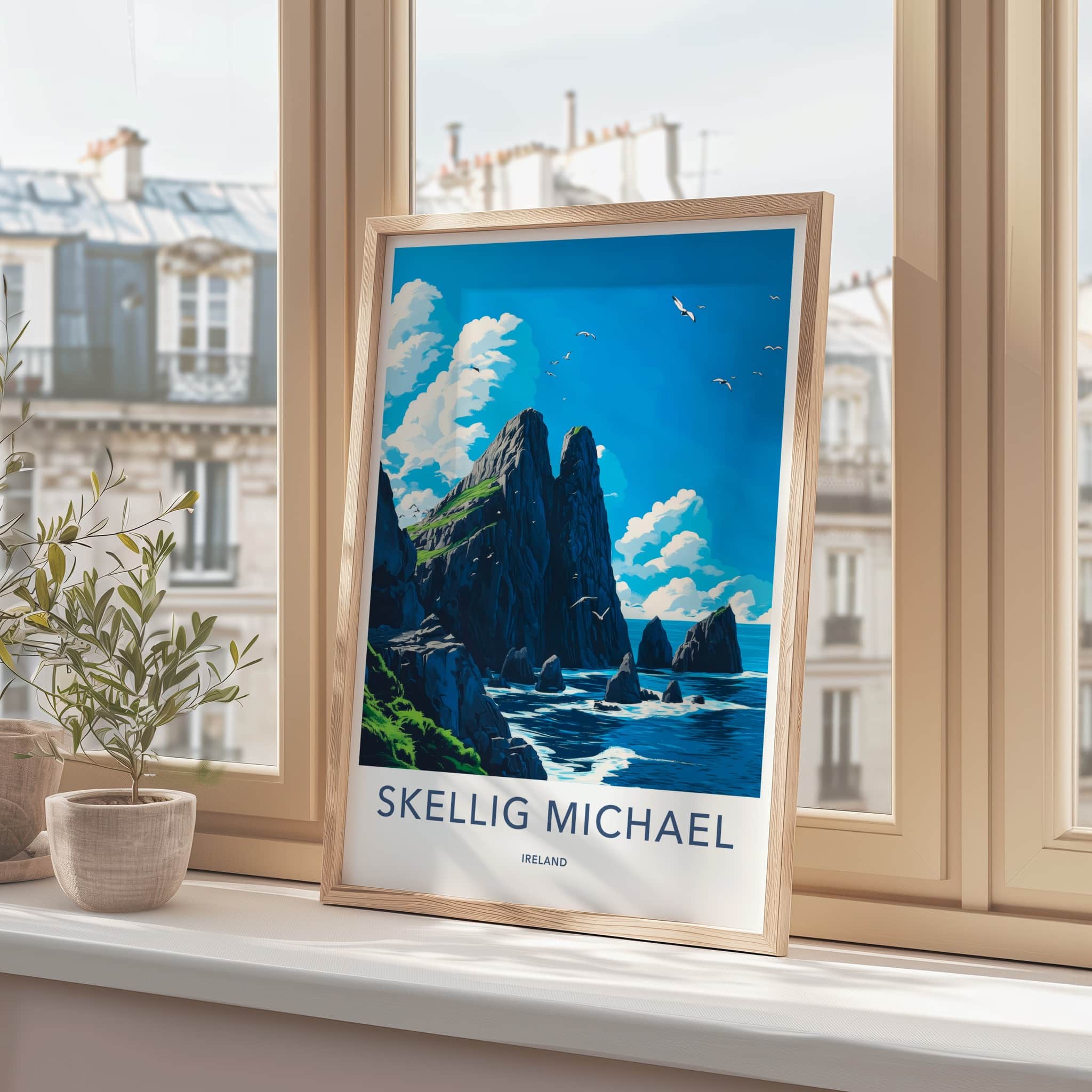 Skellig Michael Poster - Ireland Wall Art - Dramatic Coastal Cliffs Home Decor