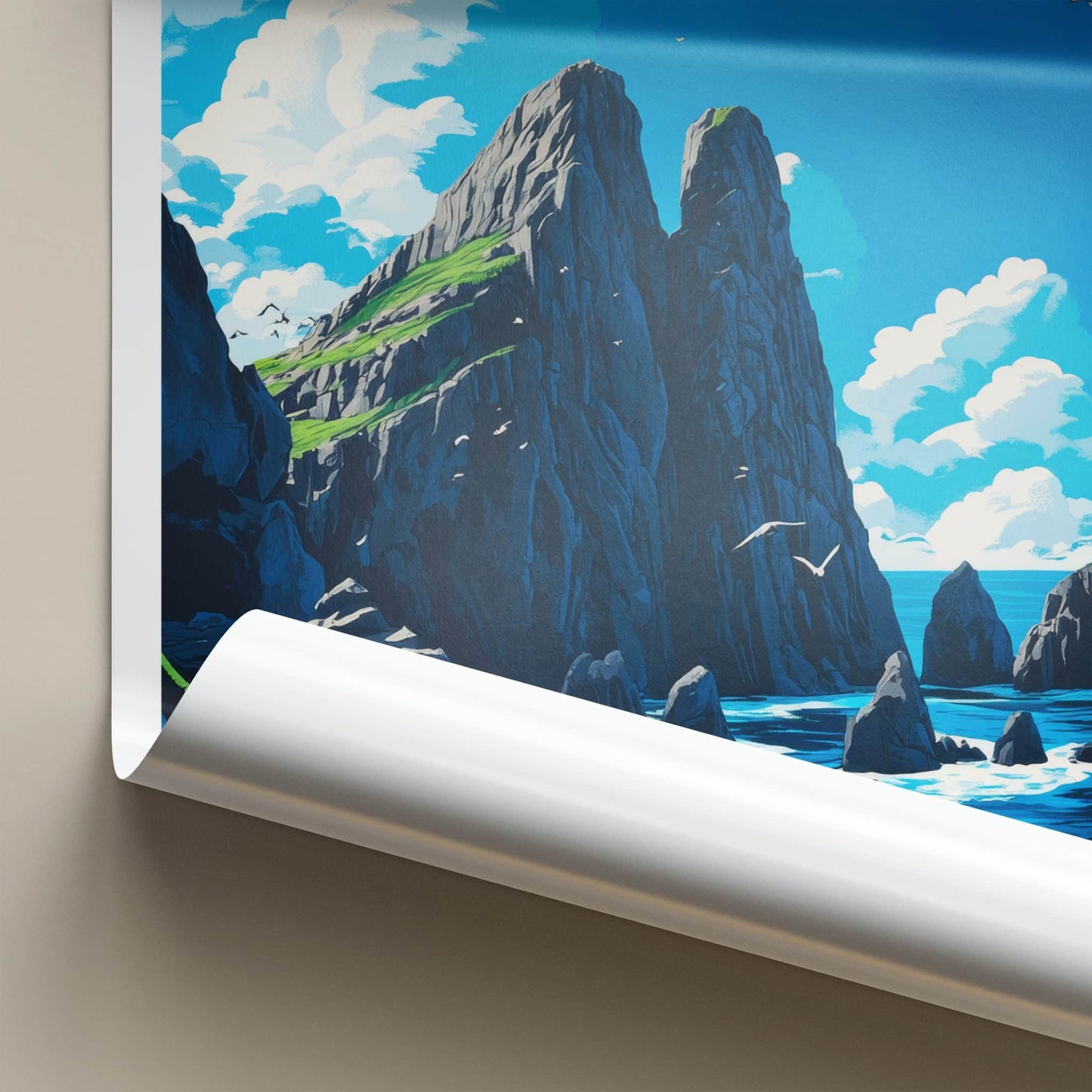 Skellig Michael Poster - Ireland Wall Art - Dramatic Coastal Cliffs Home Decor