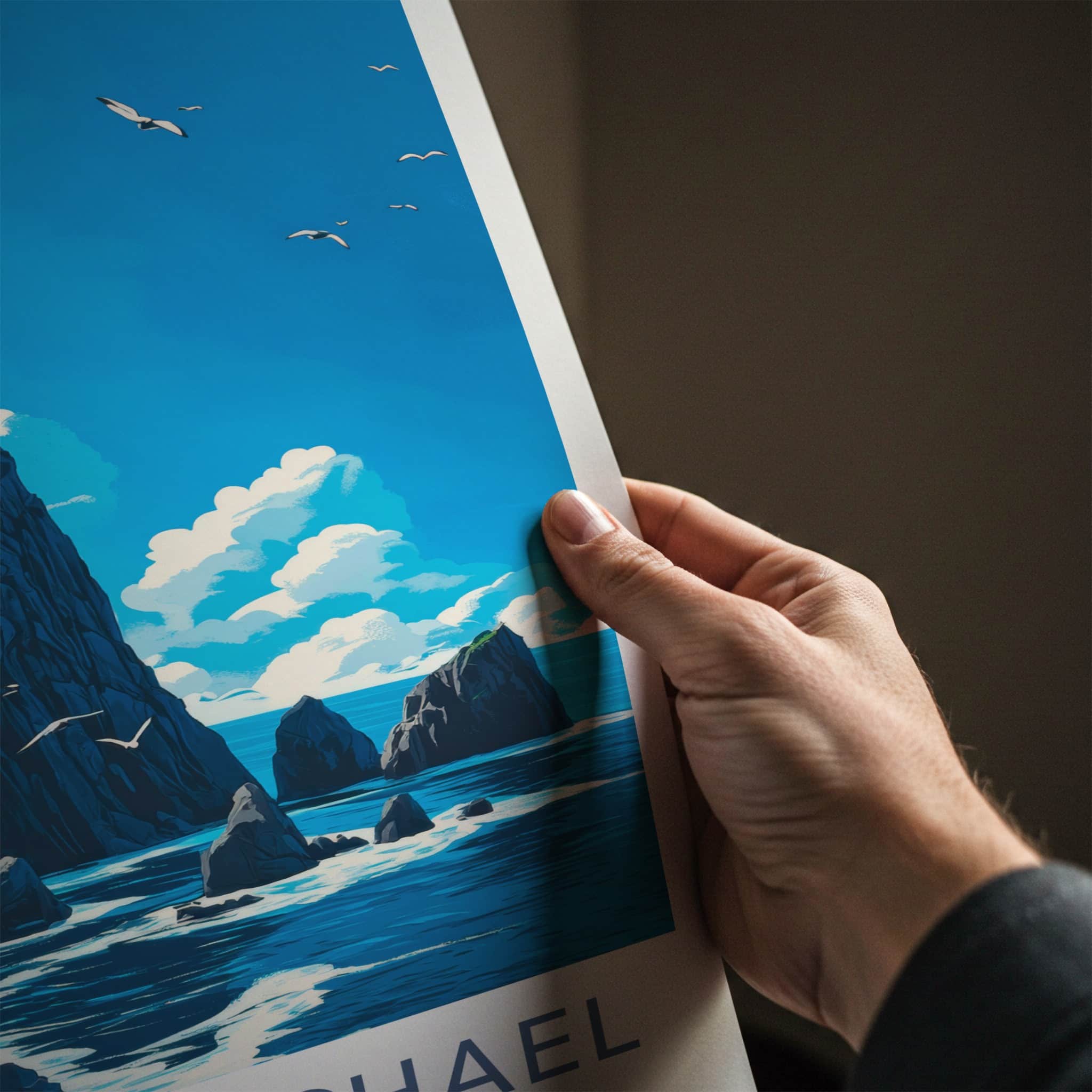 Skellig Michael Poster - Ireland Wall Art - Dramatic Coastal Cliffs Home Decor