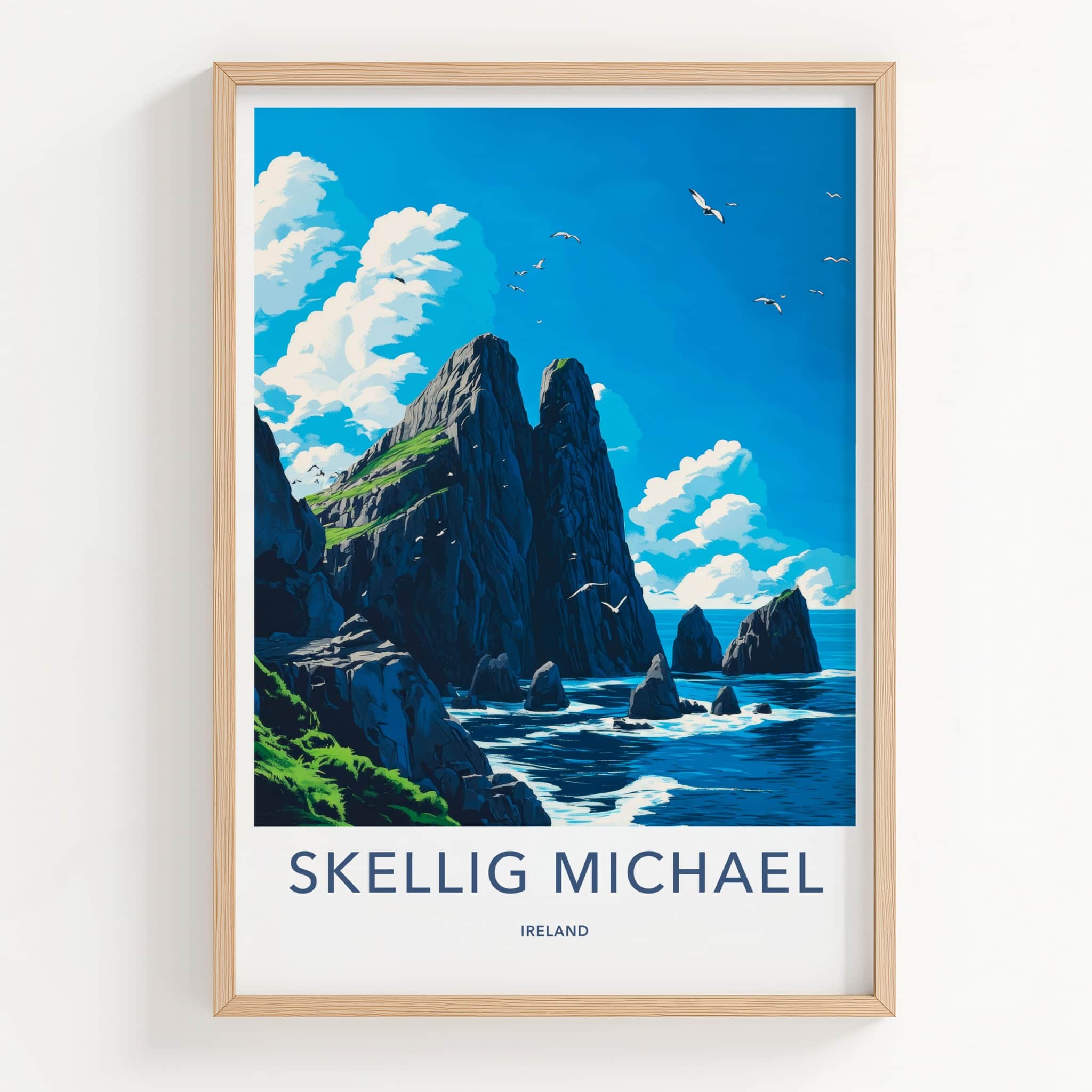 Skellig Michael Poster - Ireland Wall Art - Dramatic Coastal Cliffs Home Decor