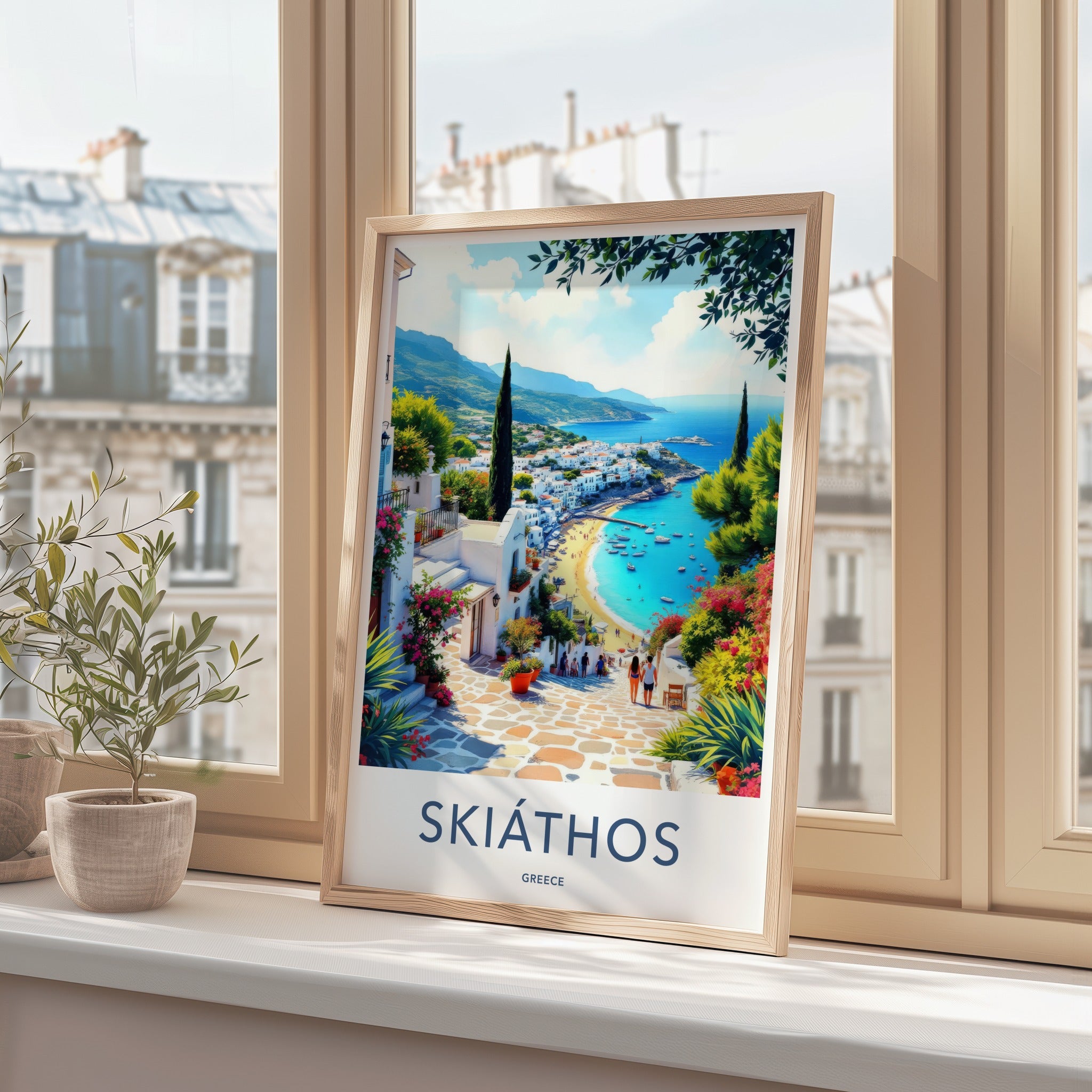 Skiathos Poster - Greece Travel Art - Island Mediterranean Beach Wall Decor