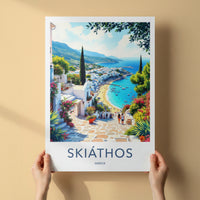 Skiathos Poster - Greece Travel Art - Island Mediterranean Beach Wall Decor