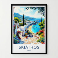 Skiathos Poster - Greece Travel Art - Island Mediterranean Beach Wall Decor