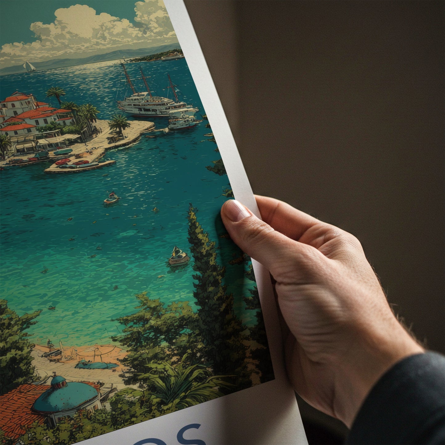 Skiathos Poster - Greece Travel Art - Island Village Harbor Gallery Art