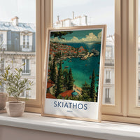 Skiathos Poster - Greece Travel Art - Island Village Harbor Gallery Art