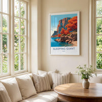 Sleeping Giant Poster - Canada Travel Art - Vivid Autumn Cliffs Home Decor