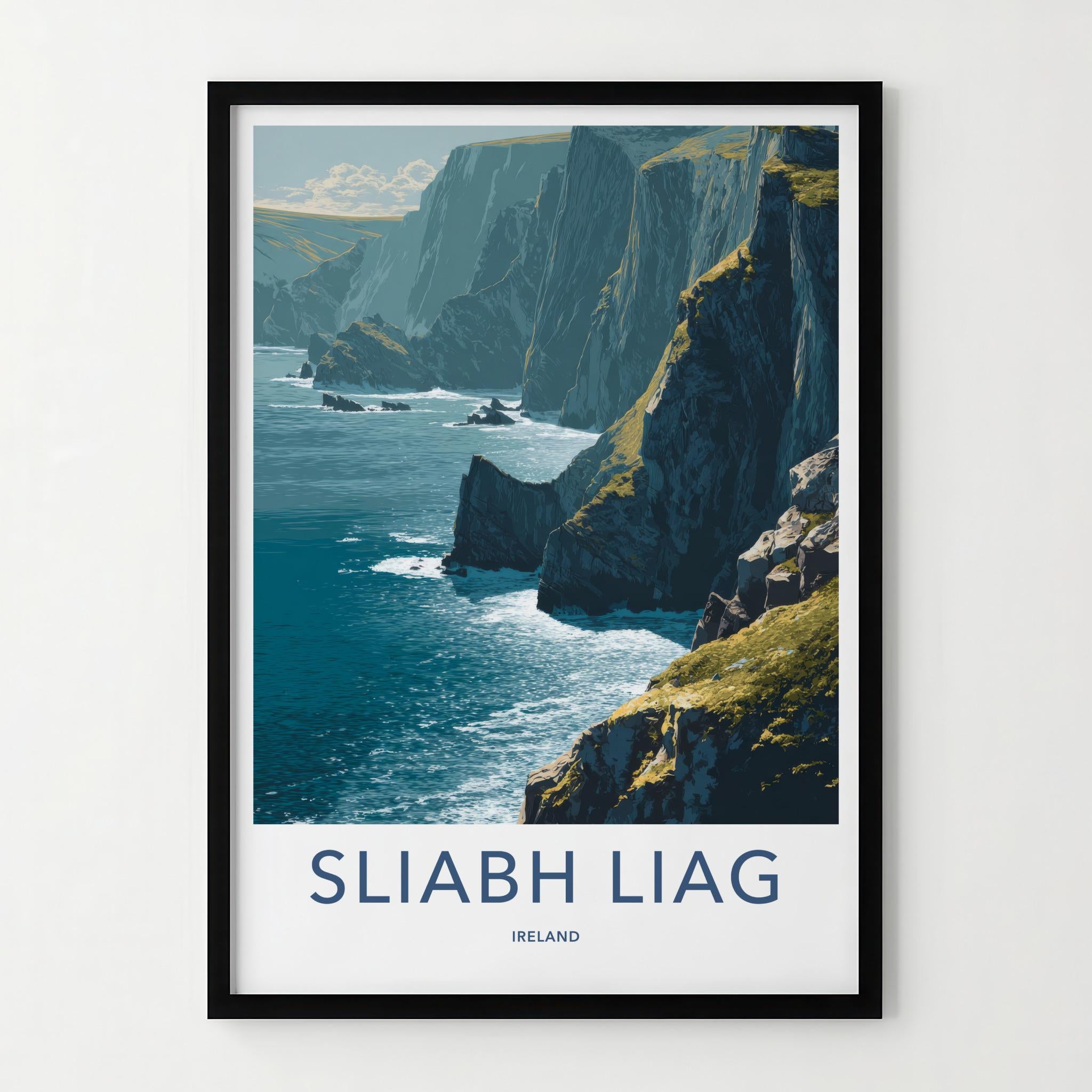 Sliabh Liag Poster - Ireland Travel Art - Majestic Sea Cliffs Wall Decor