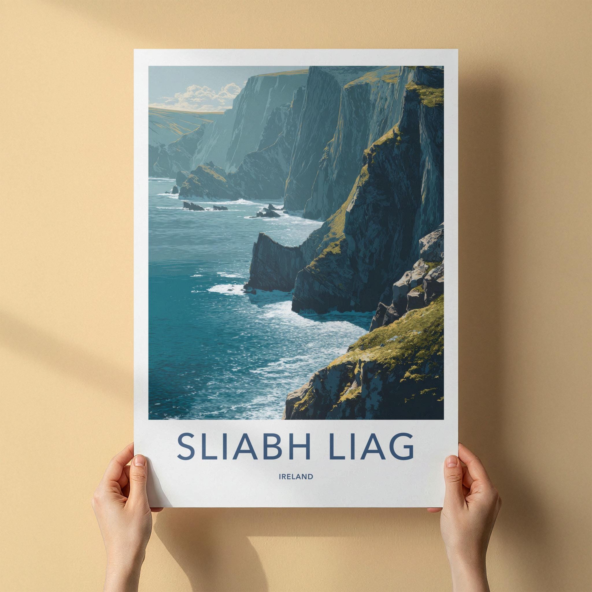 Sliabh Liag Poster - Ireland Travel Art - Majestic Sea Cliffs Wall Decor