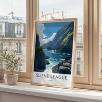 Slieve League Poster - Ireland Travel Art - Rugged Ocean Cliffs Home Decor