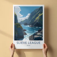 Slieve League Poster - Ireland Travel Art - Rugged Ocean Cliffs Home Decor
