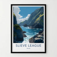 Slieve League Poster - Ireland Travel Art - Rugged Ocean Cliffs Home Decor