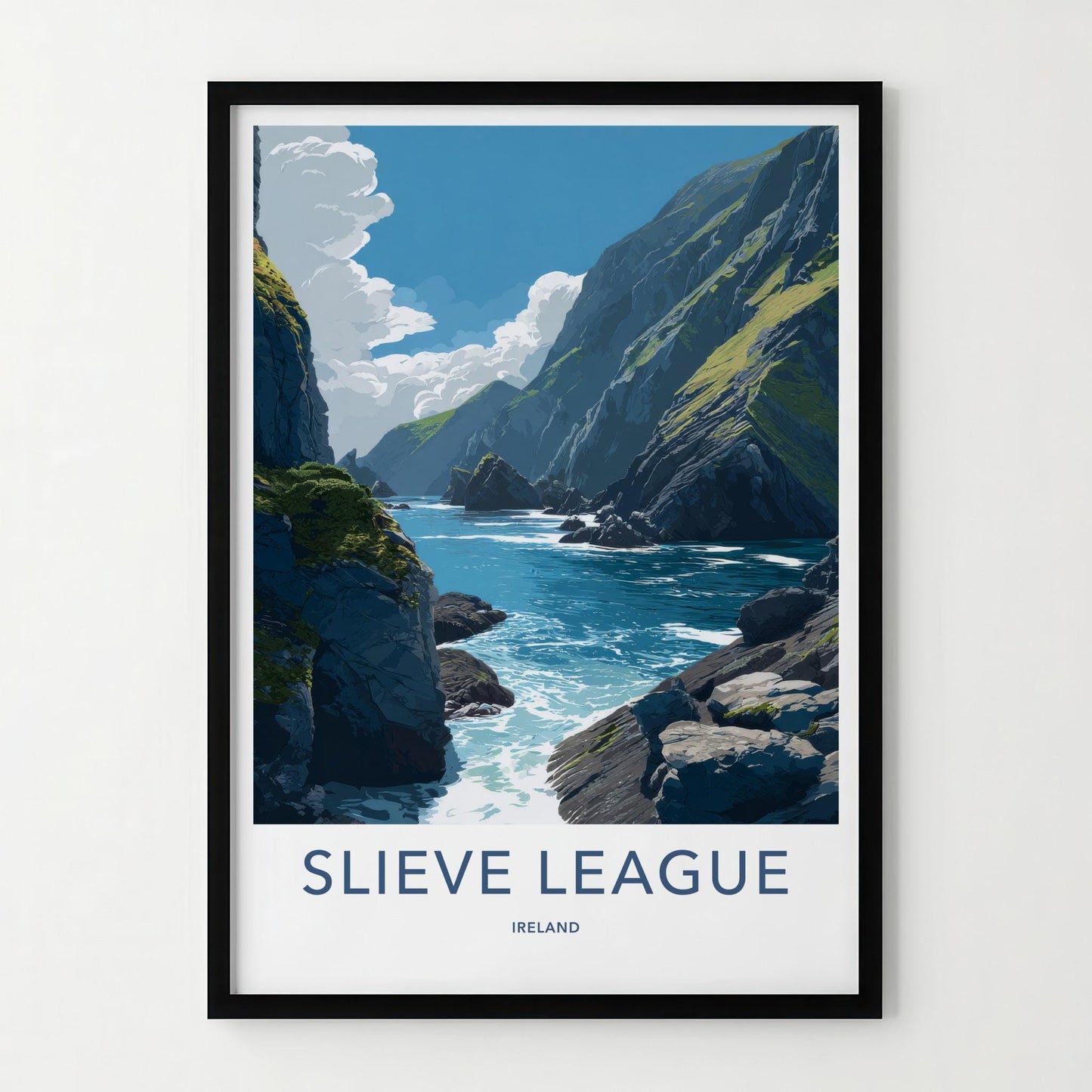 Slieve League Poster - Ireland Travel Art - Rugged Ocean Cliffs Home Decor