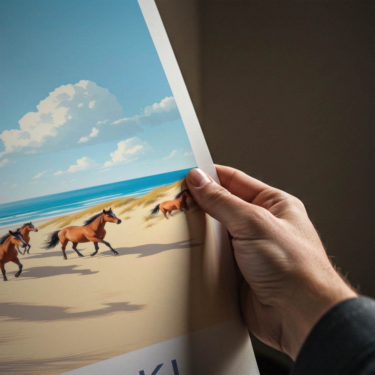 Slowinski National Park Poster - Poland Travel Art - Running Beach Horses Home Decor