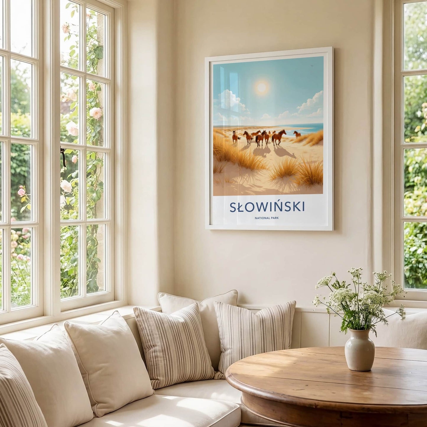 Slowinski National Park Poster - Poland Travel Art - Wild Horses Beach Home Decor