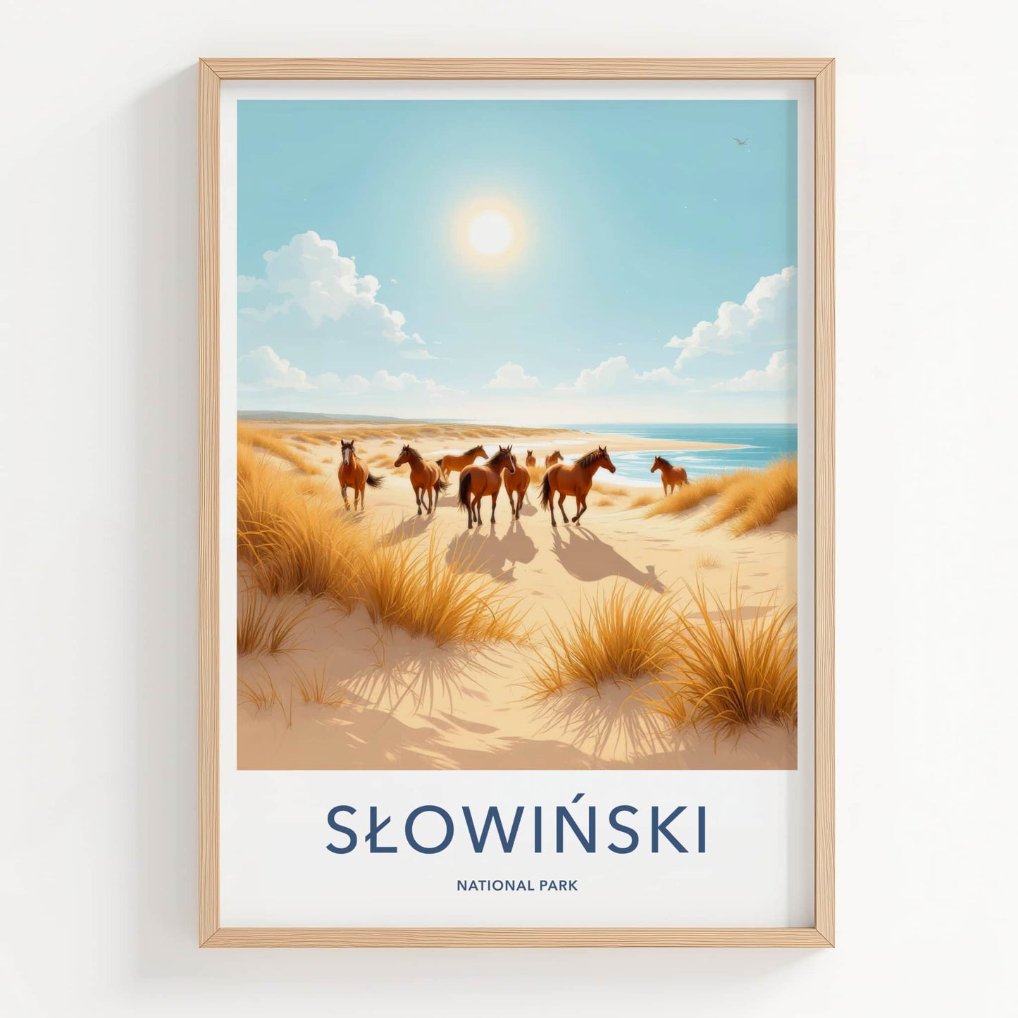 Slowinski National Park Poster - Poland Travel Art - Wild Horses Beach Home Decor