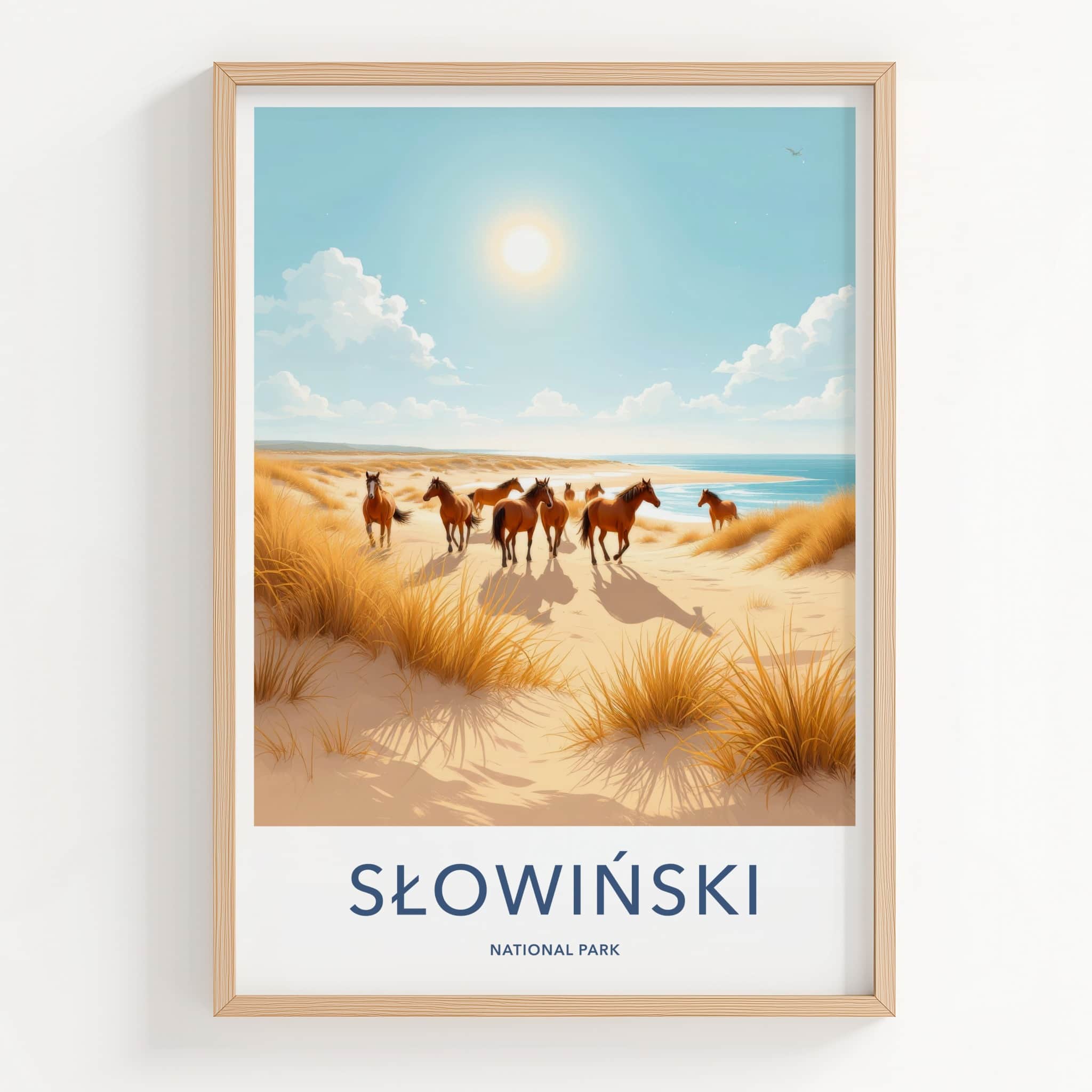 Slowinski National Park Poster - Poland Travel Art - Wild Horses Beach Home Decor