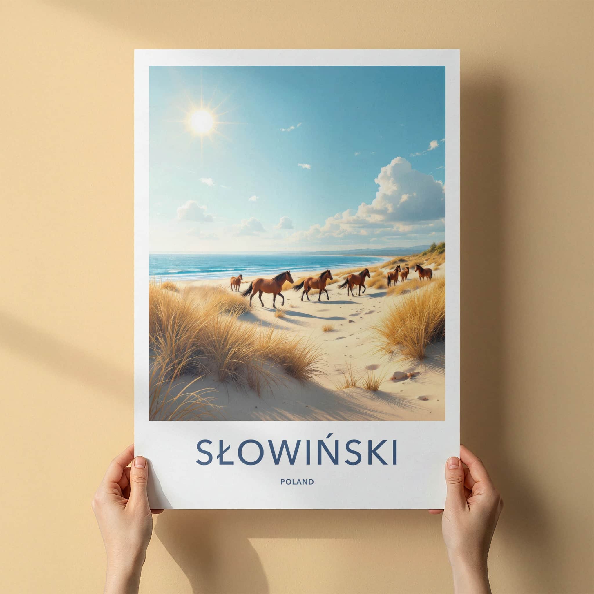 SLOWINSKI Poster - Poland Travel Art - Wild Horses Dunes Wall Decor