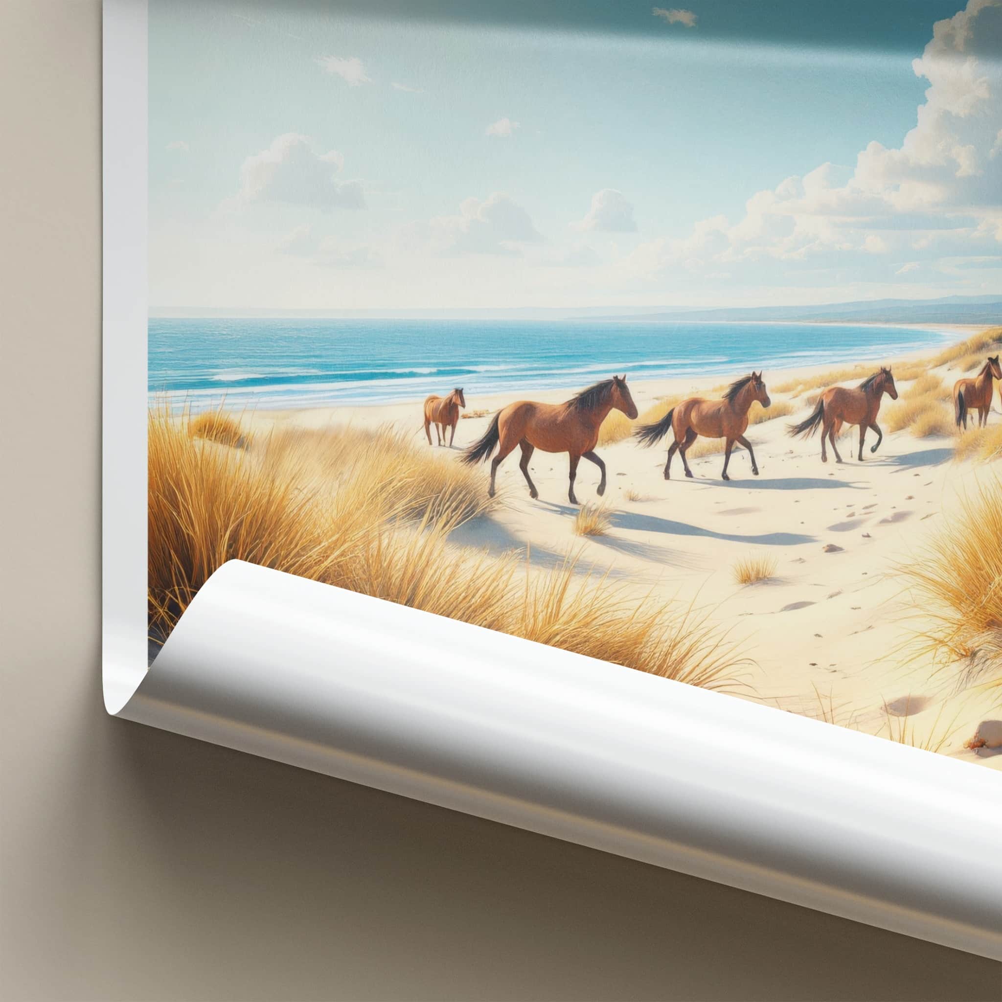 SLOWINSKI Poster - Poland Travel Art - Wild Horses Dunes Wall Decor
