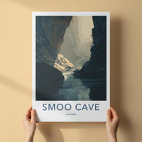 Smoo Cave Poster - Scotland Travel Art - Sunlit Cavern River Home Decor