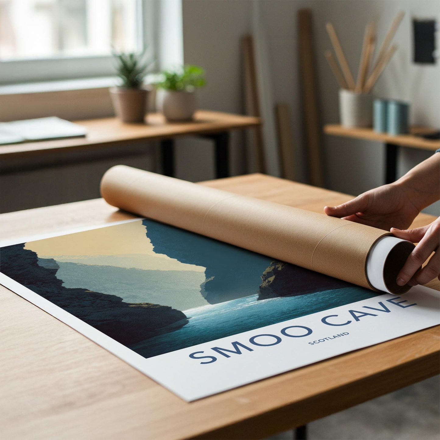 Smoo Cave Poster - Scotland Travel Art - Water Cave Opening Home Decor
